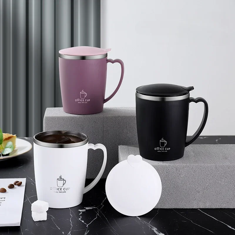 350ml Vacuum Cup Portable Mug Insulated Cup for Outdoor Traveling Double Wall Stainless Steel Coffee Cup with Handle and Lid Cia