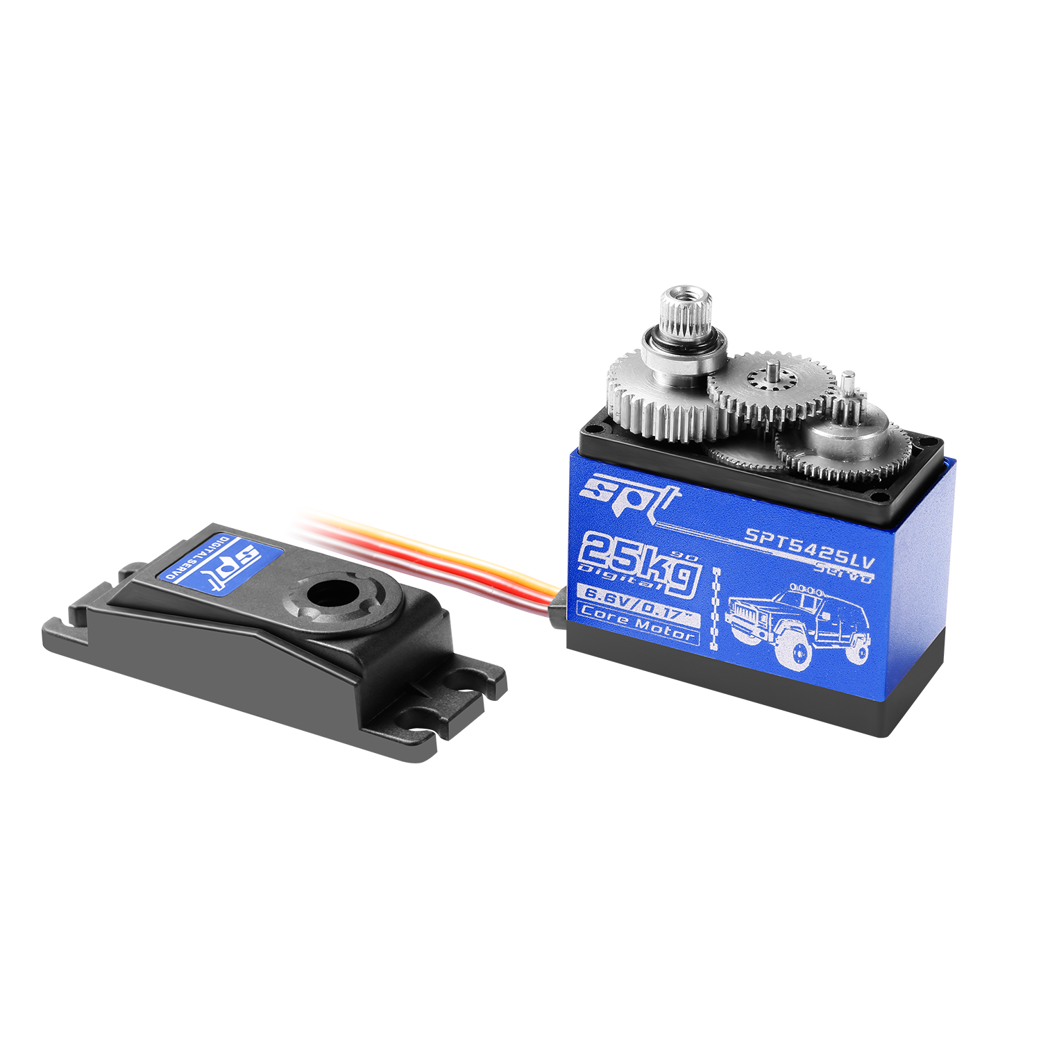 SPT 25KG 35KG Par grande 180 ° Servo Digital de engranaje de Metal, Motor impermeable, brazo 25T para coche trepador de control remoto SCX10 TRX4, pieza de Robot de deriva