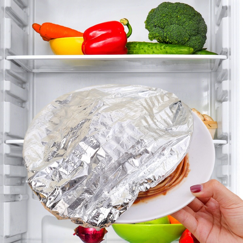 Filme de folha de alumínio capa de alimentos elástico saran envoltório filme aderente grau alimentício descartável saco de manutenção fresca cozinha isolamento artefato tampa