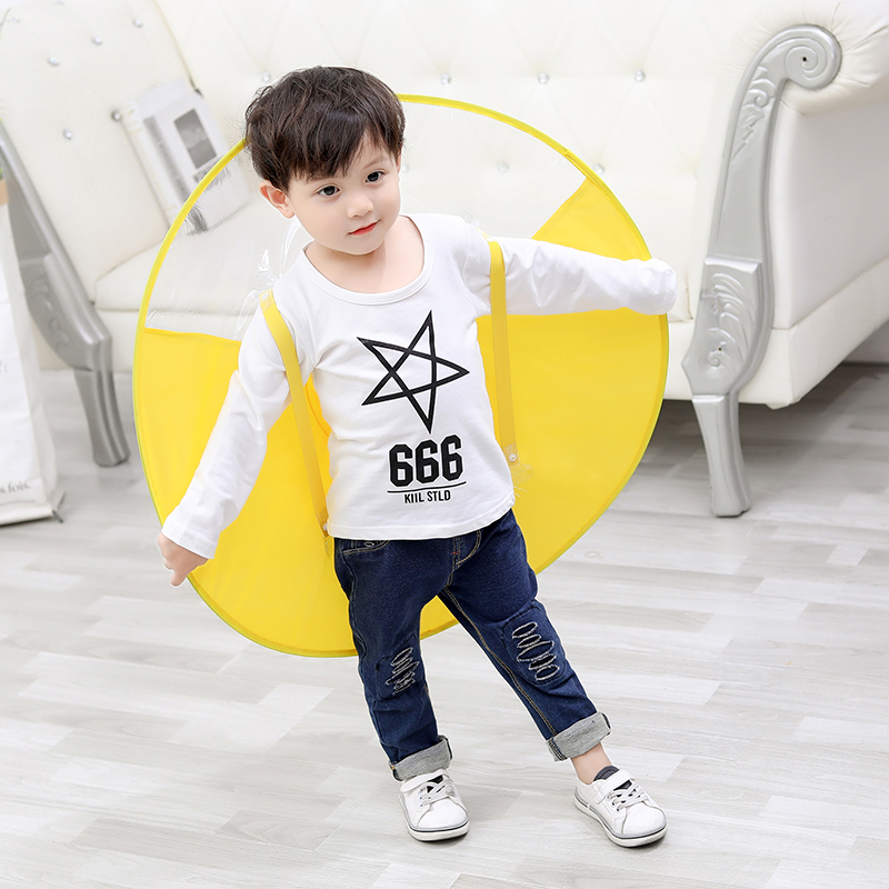UFO Children Raincoat Cute Yellow Duck Rain Cover Kids Waterproof Rainwear Girl Boy Travel Fishing Hat With Umbrella