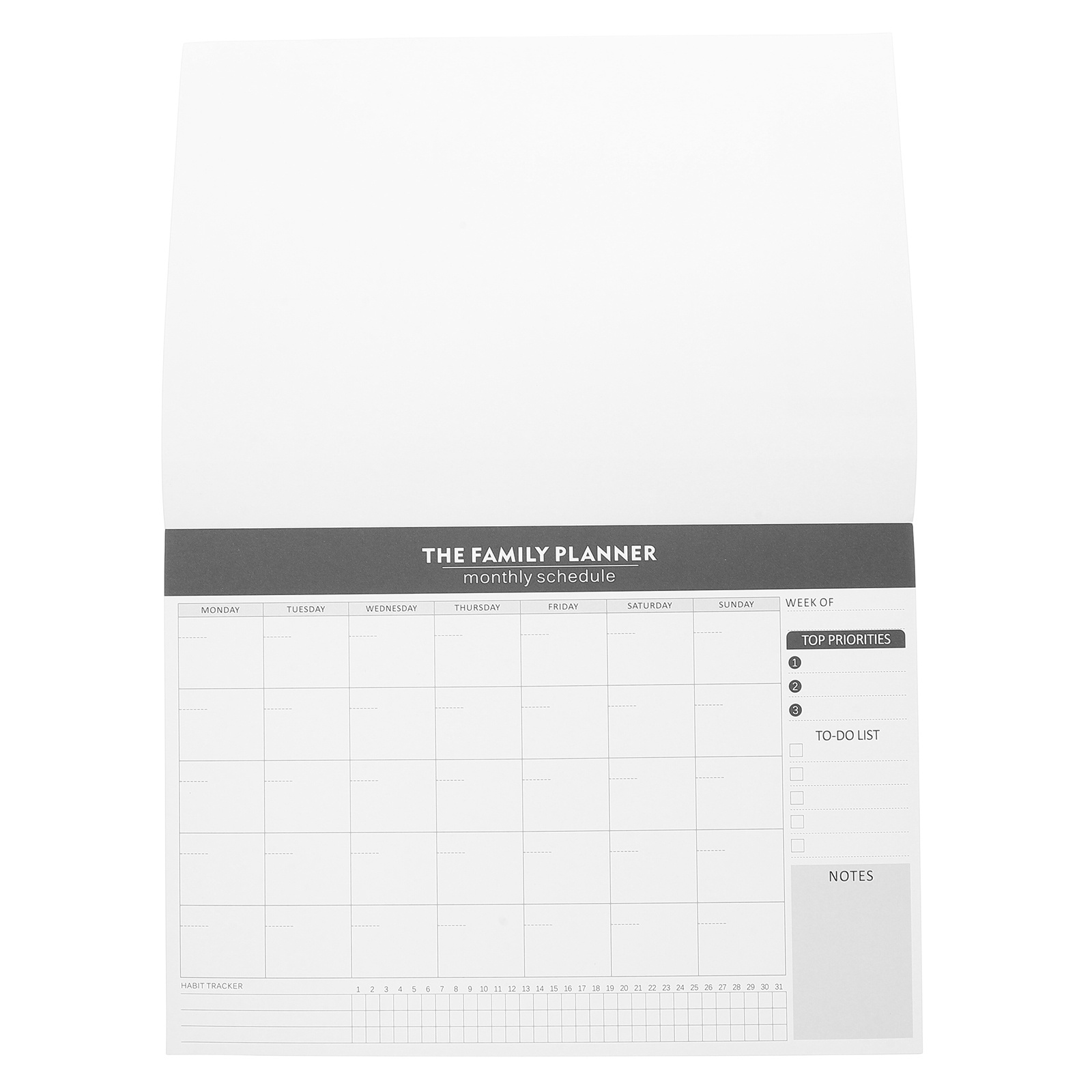 Monthly Planner Notepad Undated Weekly Daily Calendar Writable Task Checklist Journal For Office Classroom Black Large Student