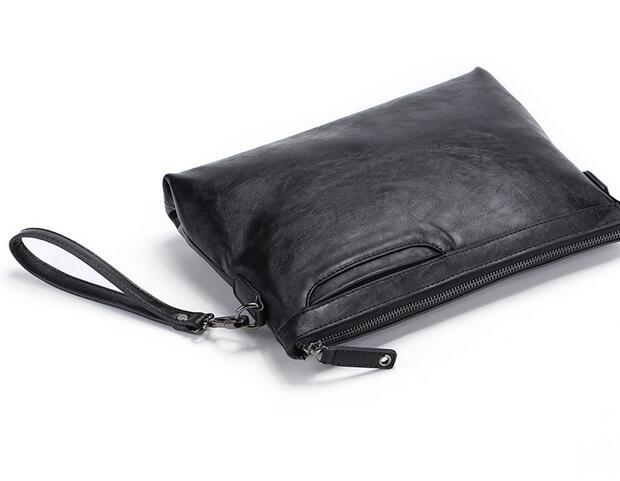 Mænds håndtasker tidevand stor kapacitet konvolut blødt læder clutch taske