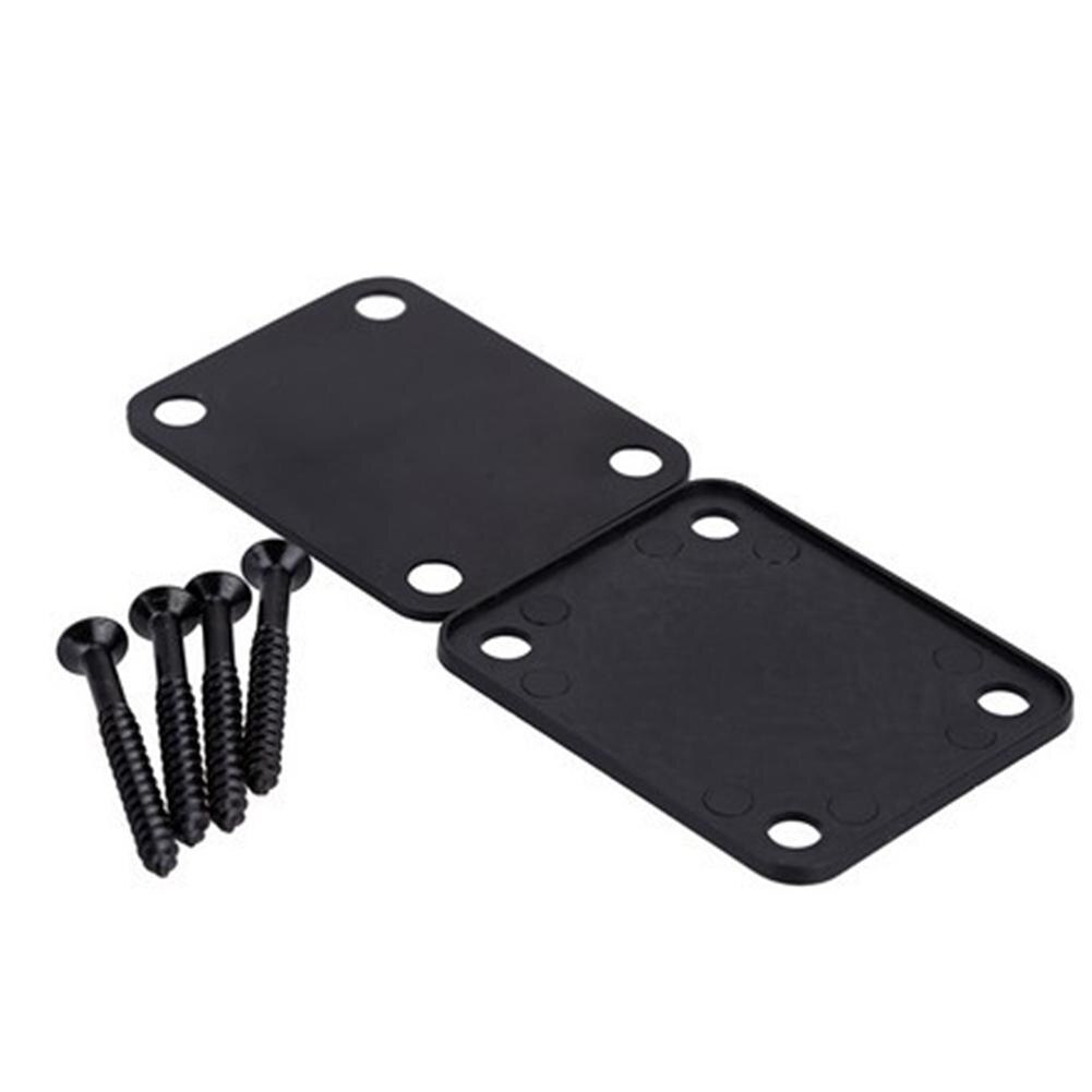 Alloy Neck Plate with 4 Screws Replacement Part for Electric Guitar Bass: Black