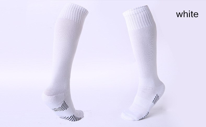 Children Sports Soccer Socks Pure Color Knee-High Boy girls Deodorization Towel football compression Sock for kids: white