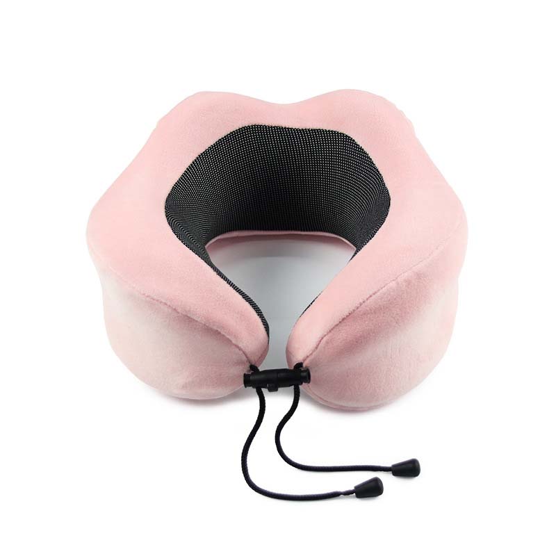 Memory foam nekkussen hoofdsteun reis vakantie rustkussen student massage pad 27 x 27 x 13cm: Roze