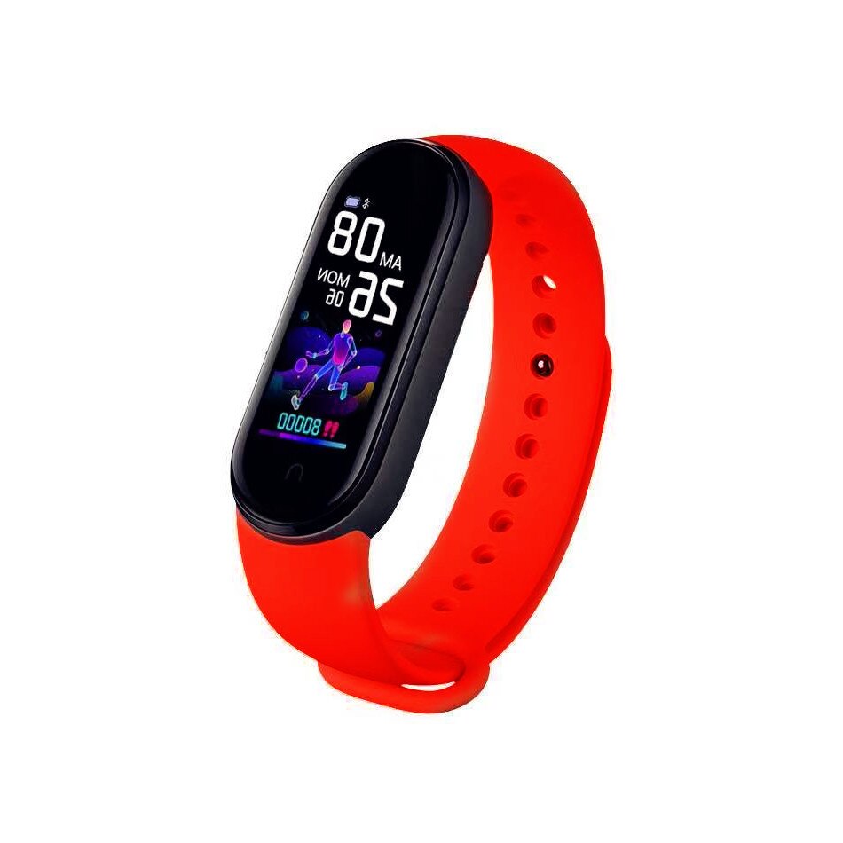 Smartwatch Bluetooth Hartslag Detectie Bloeddruk Fitness Tracker Sport Horloge Waterdicht Messageprompt Pedometerbracelet: m5 red