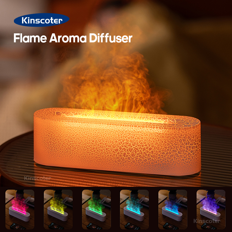 KINSCOTER RGB Vlam Aroma Diffuser Luchtbevochtiger Ultrasone Cool Mist Maker Fogger LED Essentiële Olie Fire LED Lamp Difusor