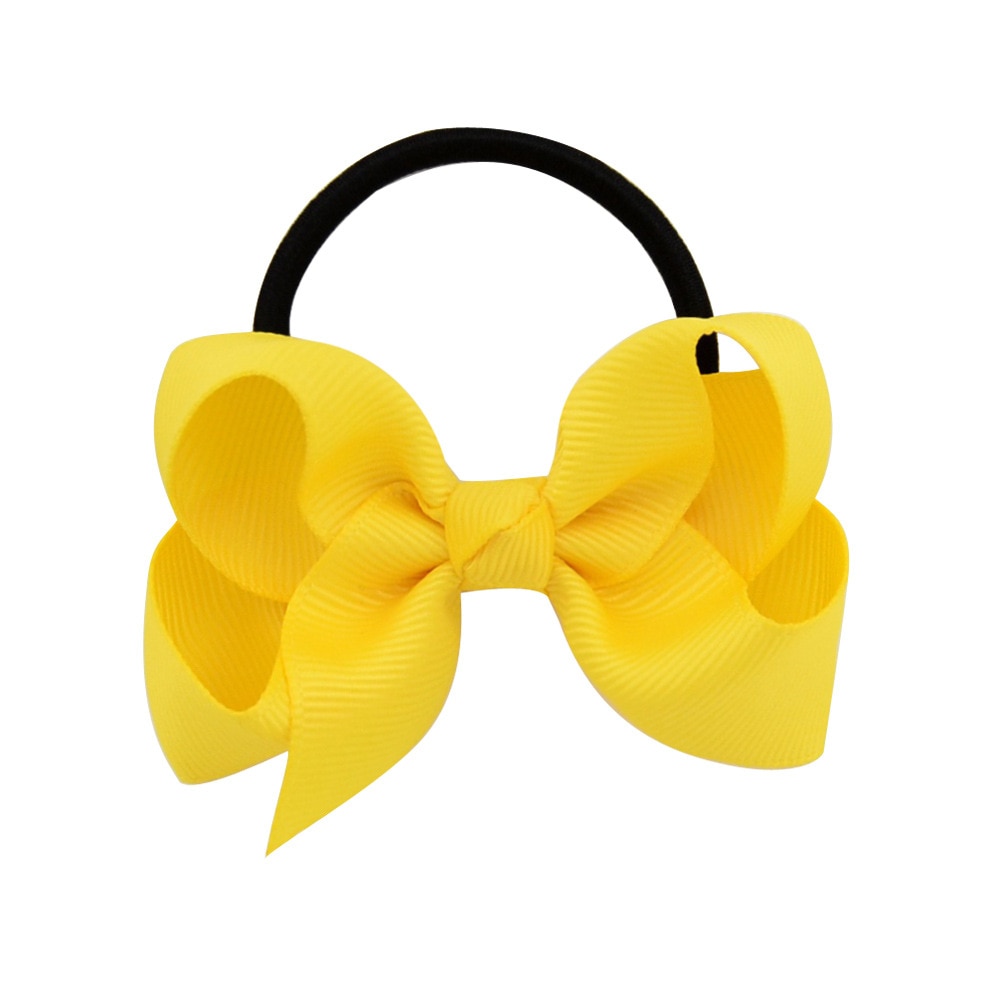 10 Stks/partij Baby Bloem Bows Elastische Haarband Effen Kleuren Meisjes Haar Kringen Zwart Haar Ringen Kinderen Hairbows Voor Paardenstaart