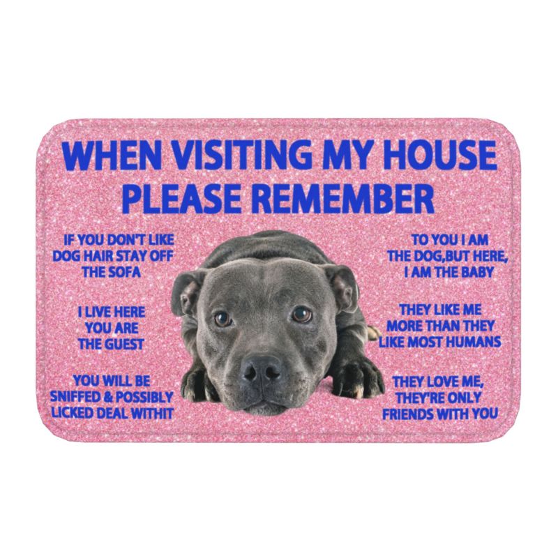 Staffordshire Bull Terrier Dog Quotes Front Door Mat Anti-Slip Outdoor Quick Dry Doormat Kitchen Bedroom Entrance Rug Carpet: Yellow