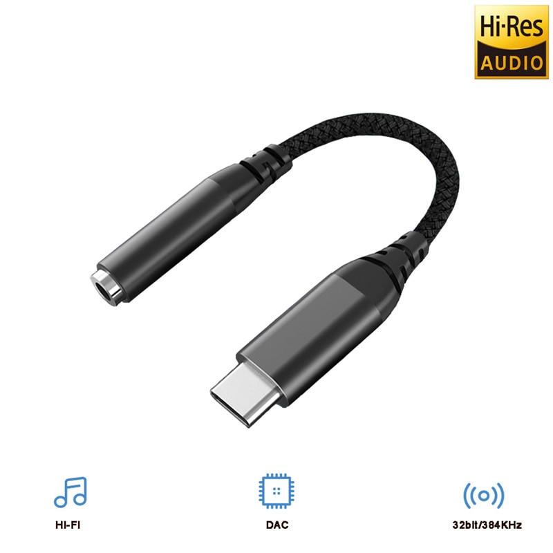 Realtek ALC5686 USB Type C to 3.5mm DAC Headphone Amp 16-32Ohm Output SNR 125 dB PCM 32bit 384KHz for MacBook Android Windows 10