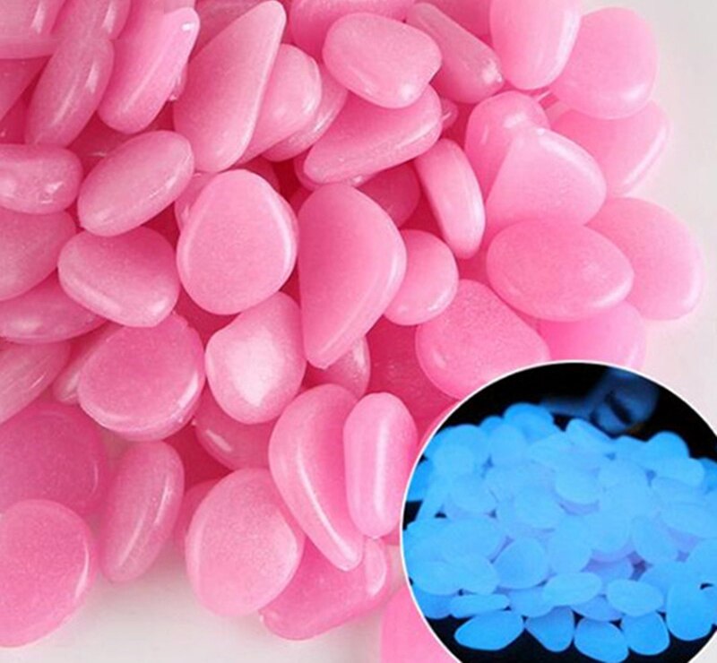 100pcs Luminous Stone Fluorescent Gravel Pebbles Aquarium Fish Tank Garden Decoration in the Dark Glowing Stones: 100pcs Light Purple