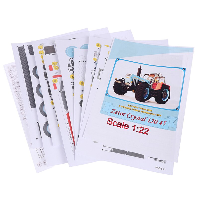 Folding Mini 3D Papercraft Crystal 120 45 Tractor Czech DIY Adult Craft