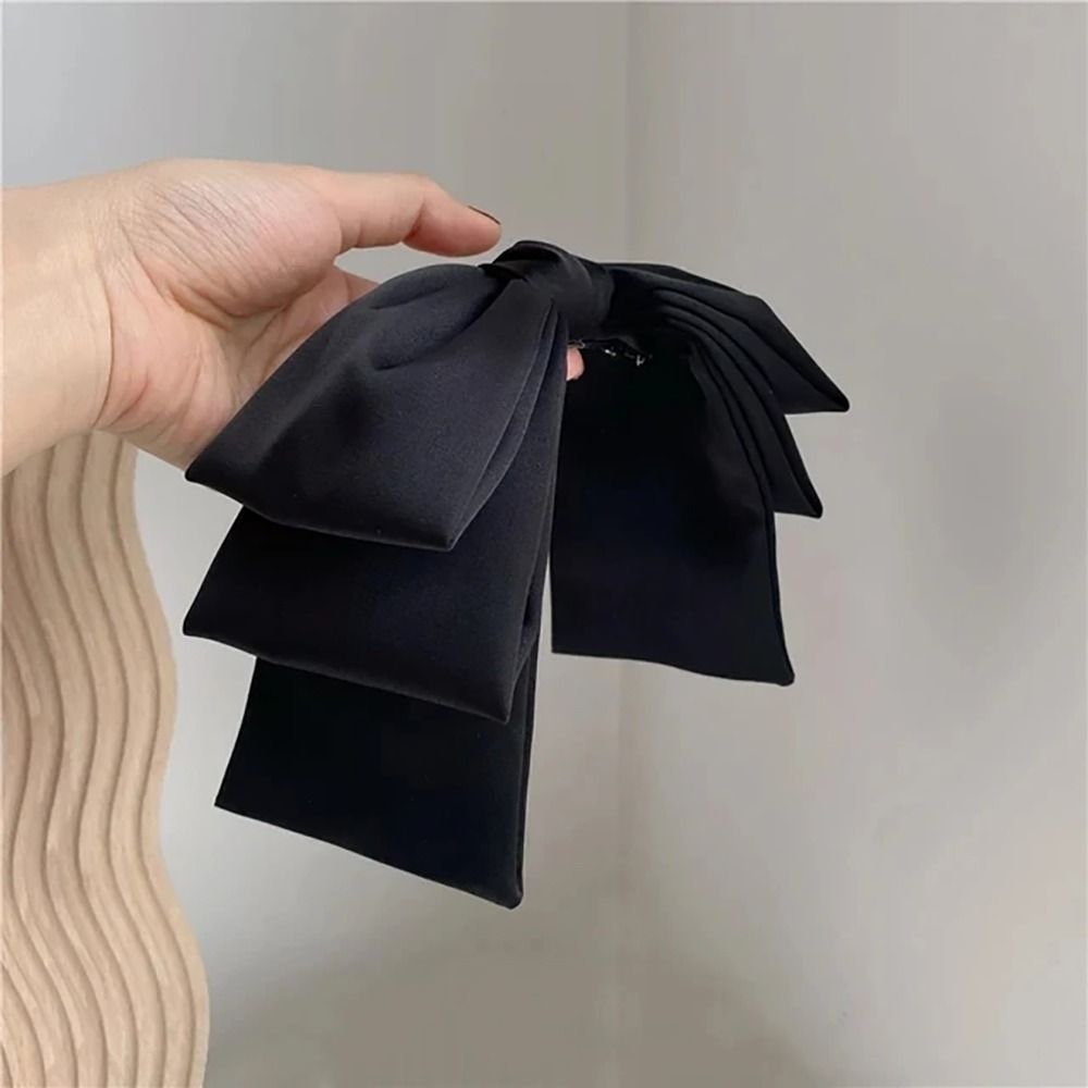 1 Uds. Pinza para el pelo de satén con lazo grande, lazos para el pelo multicapa para niña y mujer, pinzas de coreana, pasador para el pelo: Gris