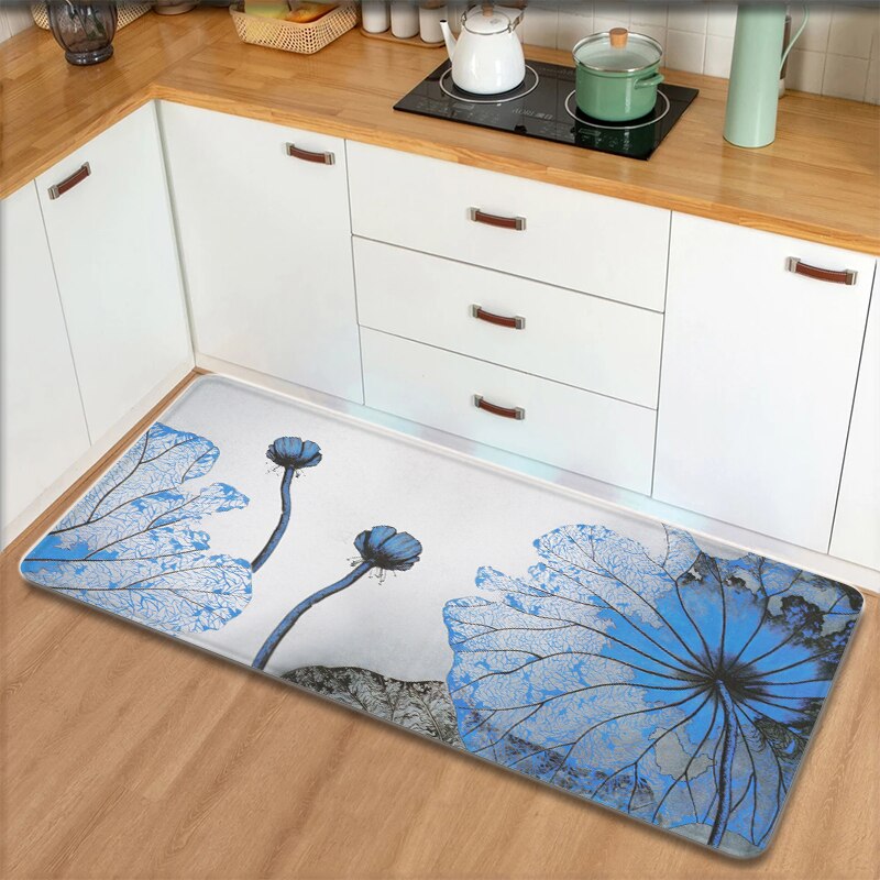 Keukenkleed met bloemenmotief voor de woonkamer, vrij op maat te snijden, deurmat met zeshoekig patroon, deurmat van pvc, vloerkleden voor huisdecoratie: Dm000139 / 50 cm x 80cm