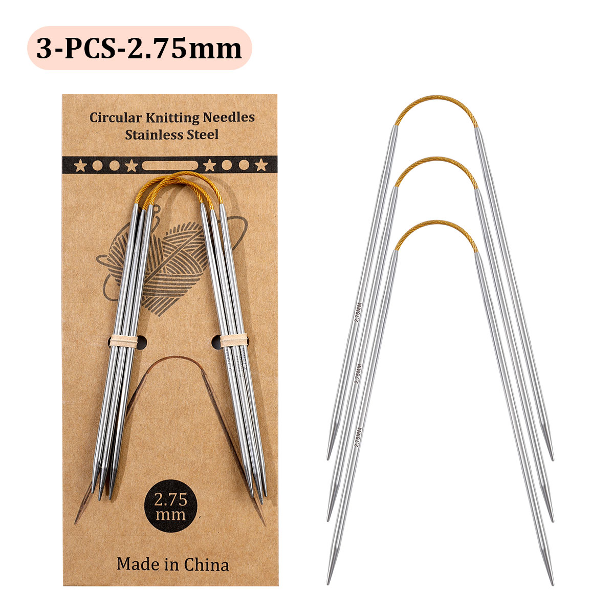 Agujas circulares cortas de 23cm, herramientas de tejer a mano huecas de acero inoxidable para manualidades de lana DIY: Lavanda