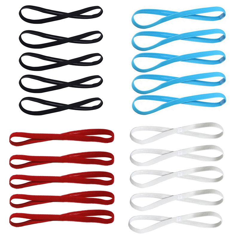 Bandas para el pelo para hombre y mujer, cinta para el pelo de Color caramelo, cinta deportiva antideslizante para correr, banda elástica de goma para el sudor, accesorios para el cabello de fútbol, 5 uds.