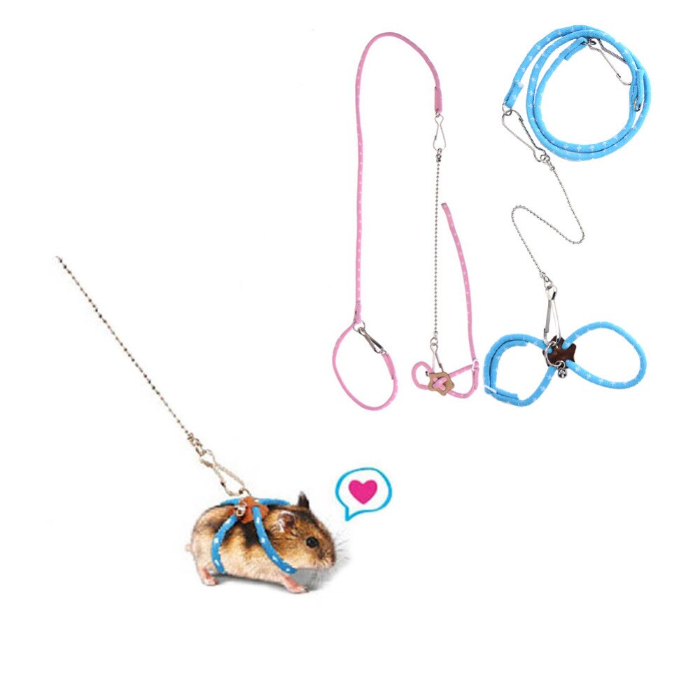 Cute Adjustable Pet Rat Mouse Hamster Harness Rope Hamster Leashes Lead Collar For Rat Mouse Outdoor Supplies