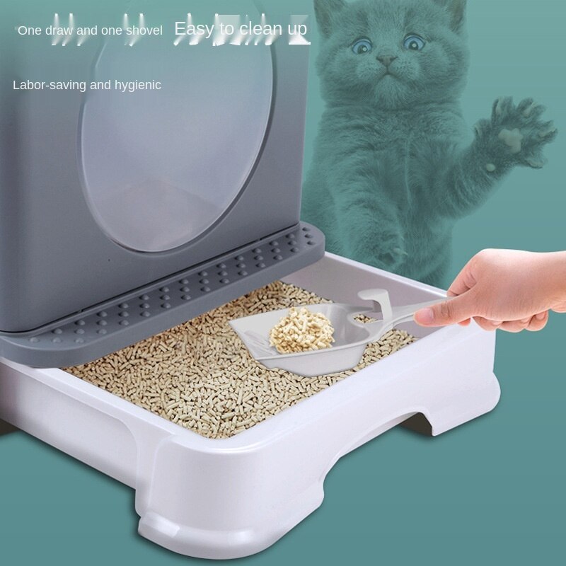 VOW Enclosed Cat Sand Basin In Drawer Cat Litter Box Type Cat Toilet Supplies Folding Splash Large Cat Feces Basin