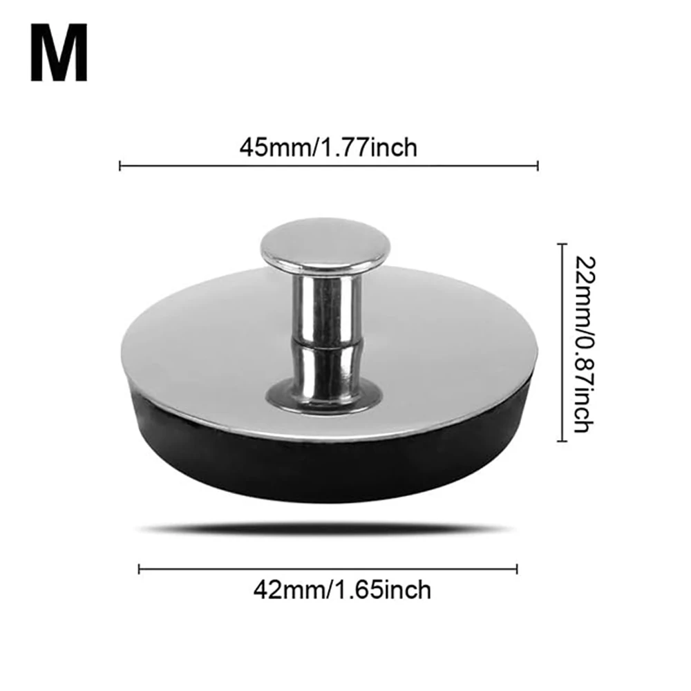 Tapón de fregadero de cocina, tapón de goma de acero inoxidable, tapones de drenaje duraderos para lavabo de baño, accesorios universales de cocina, 3/1 Uds.: Negro / 79.3mm