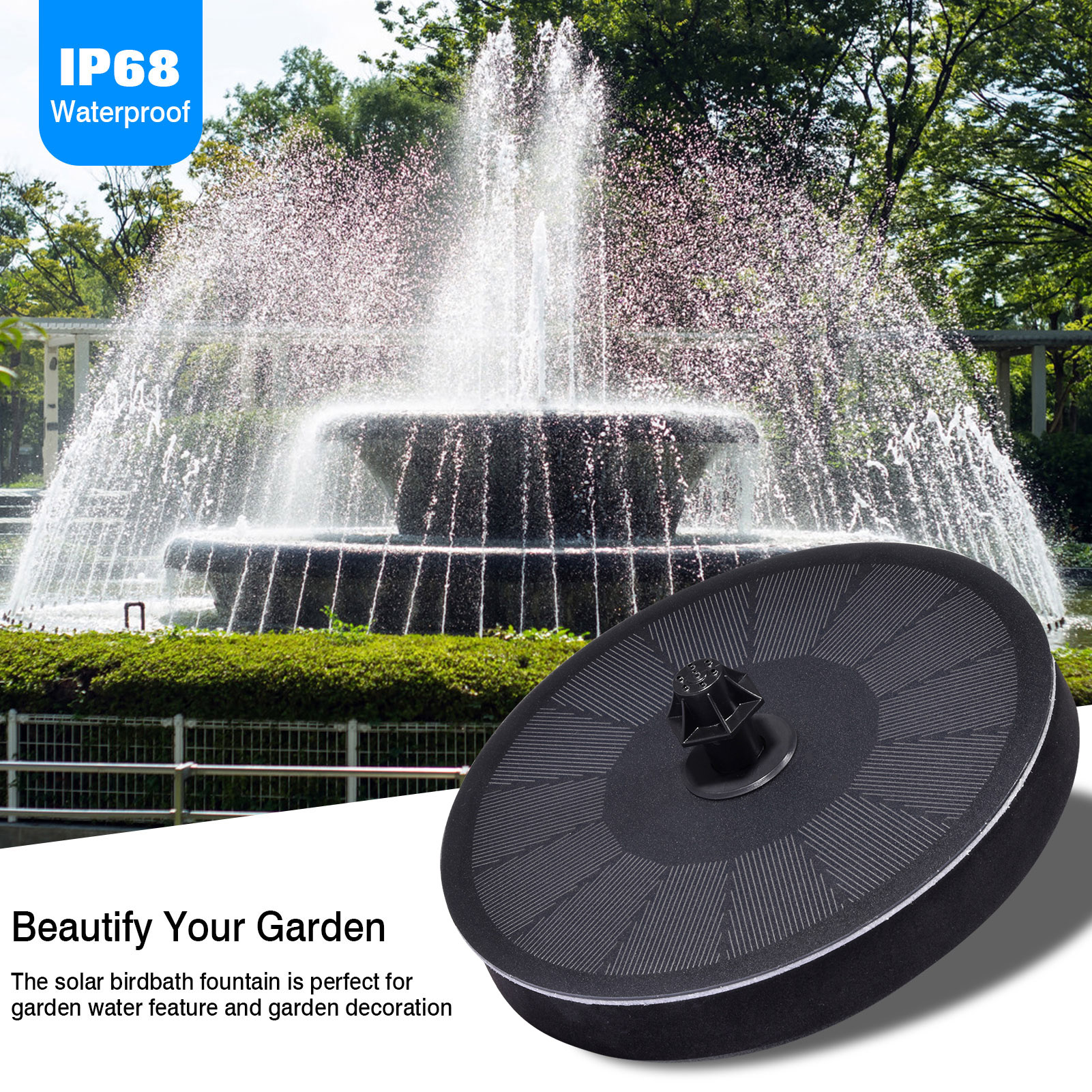 Floating Solar Fountain 3-in-1 Solar Fountain Nozzle Swimming Pools Fountain Solar Powered Garden Water Fountain Pool Pond Deco