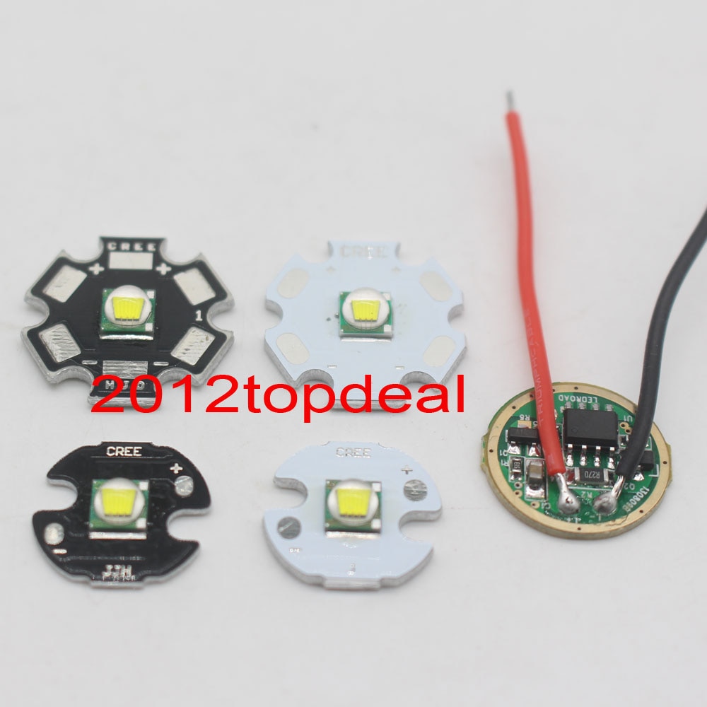 Cree xml xm-t6 cool wit 10 w high power led emitter op 20mm 16mm 14mm 12mm Zwart of Wit PCB + DC3.7V 5 Modus Driver