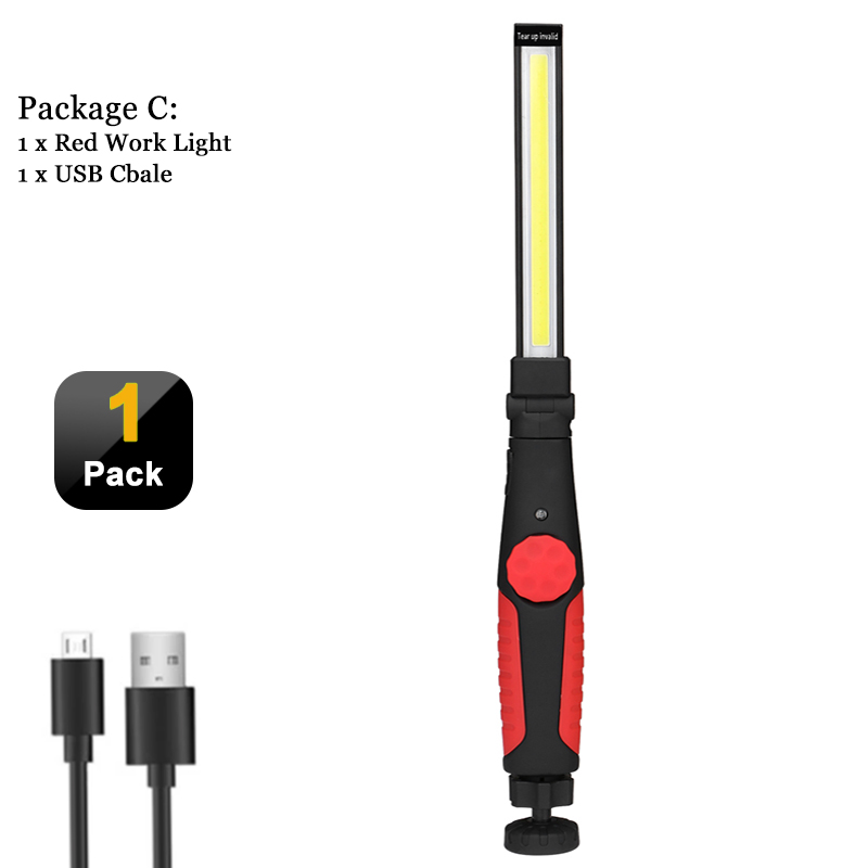 Lampes de travail LED COB, lampe de poche pliante avec Base magnétique, bande Rechargeable, lumière d'inspection lumineuse pour la réparation automobile: changeant