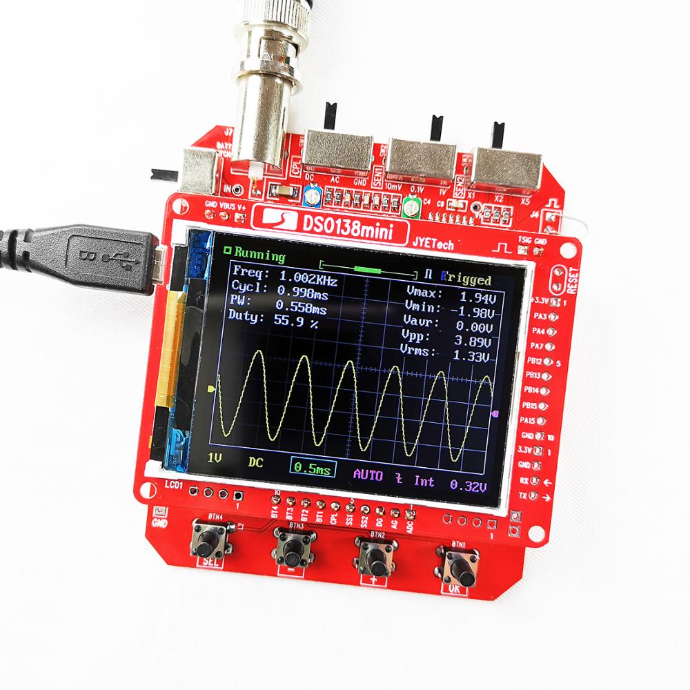 JYETech Original DSO138mini digital oscilloscope assembled including BNC-clip probe USB oscilloscope output of waveform data