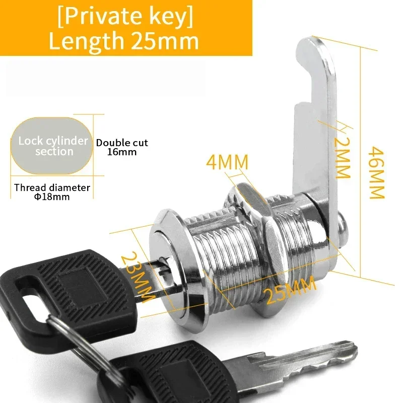 Cam Lock Security Lock 16-35mm Cabinet Cam Lock Door Barrel Drawer Filing Cabinet Post Mail Box Furniture Locker Cupboard 2 Key: L / Greyish Brown