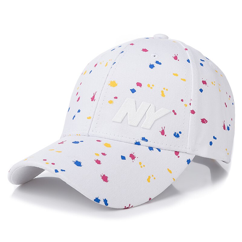 Kvinder kasket ny bogstav patch baseball kasket kvindelig polka dot print casual justerbar udendørs hat kasket: Hvid