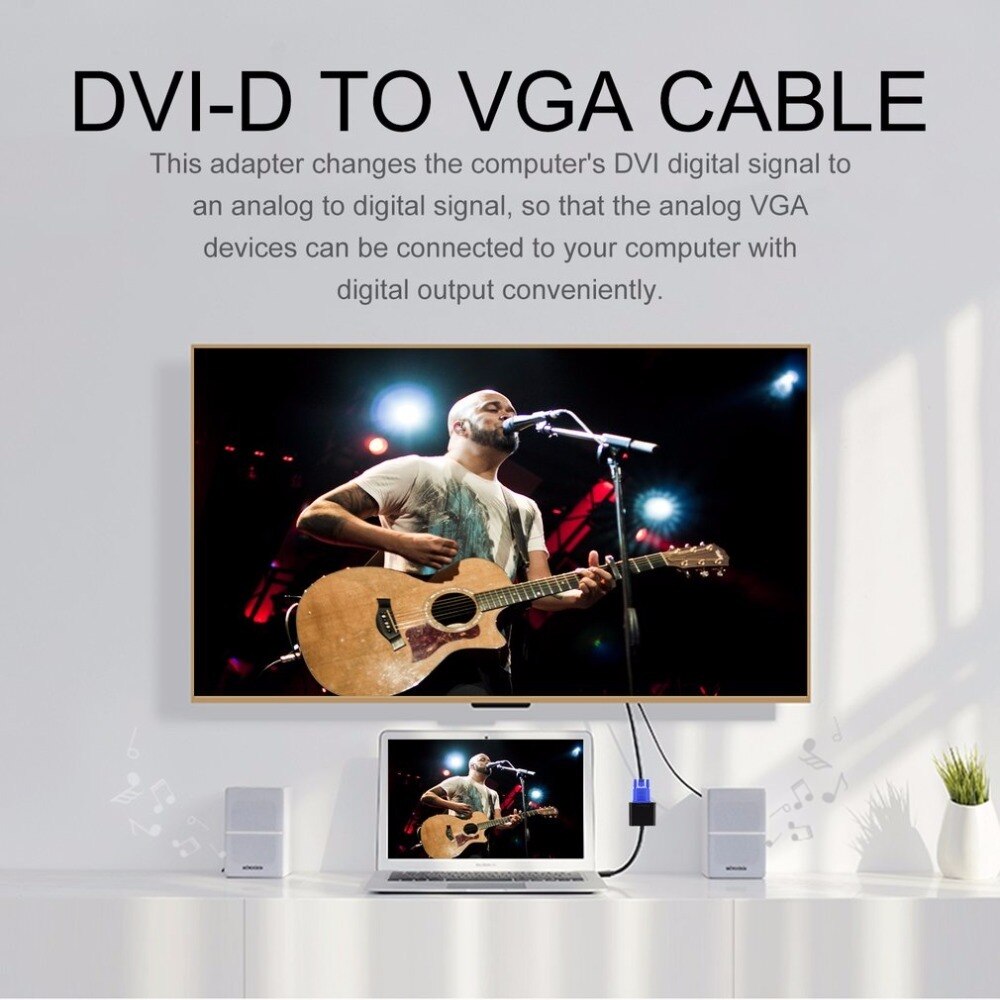 Full HD 1080P DVI-D vers VGA câble de convertisseur adaptateur actif 24 + 1 broche mâle à 15Pin câble de moniteur femelle pour carte d'affichage PC