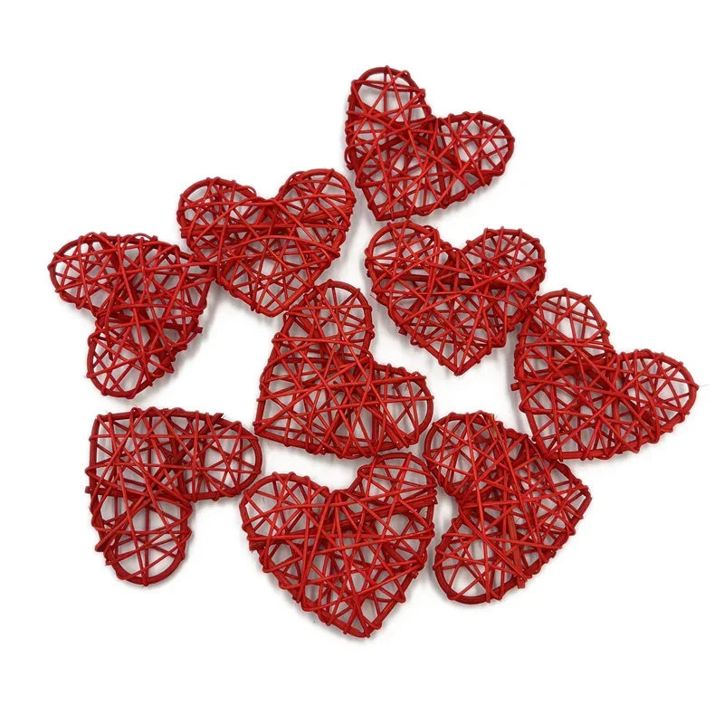 Bola de mimbre Natural para decoración del hogar, 10 piezas, 5cm/6cm/7cm, corazones de mimbre, para mesa de boda: M / Verde claro