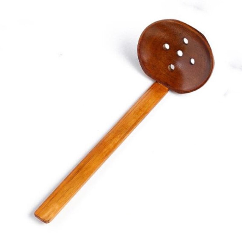 1Pc Kitchen Long Handle Spoon Wooden Spoon Dessert Rice Soup Spoon Cooking Wooden Spoon Kitchen Accessories: Colander