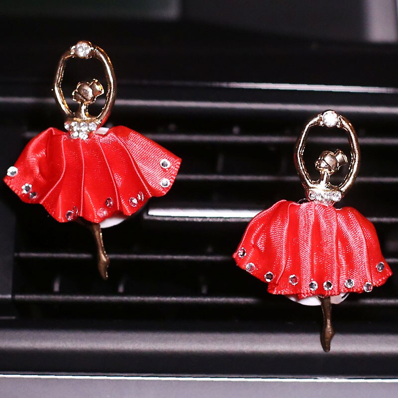 Dejlig diamant sæt ballet pige bil outlet dekoration bil bil interiør tilbehør klimaanlæg parfume parfume klip: Rødt et par
