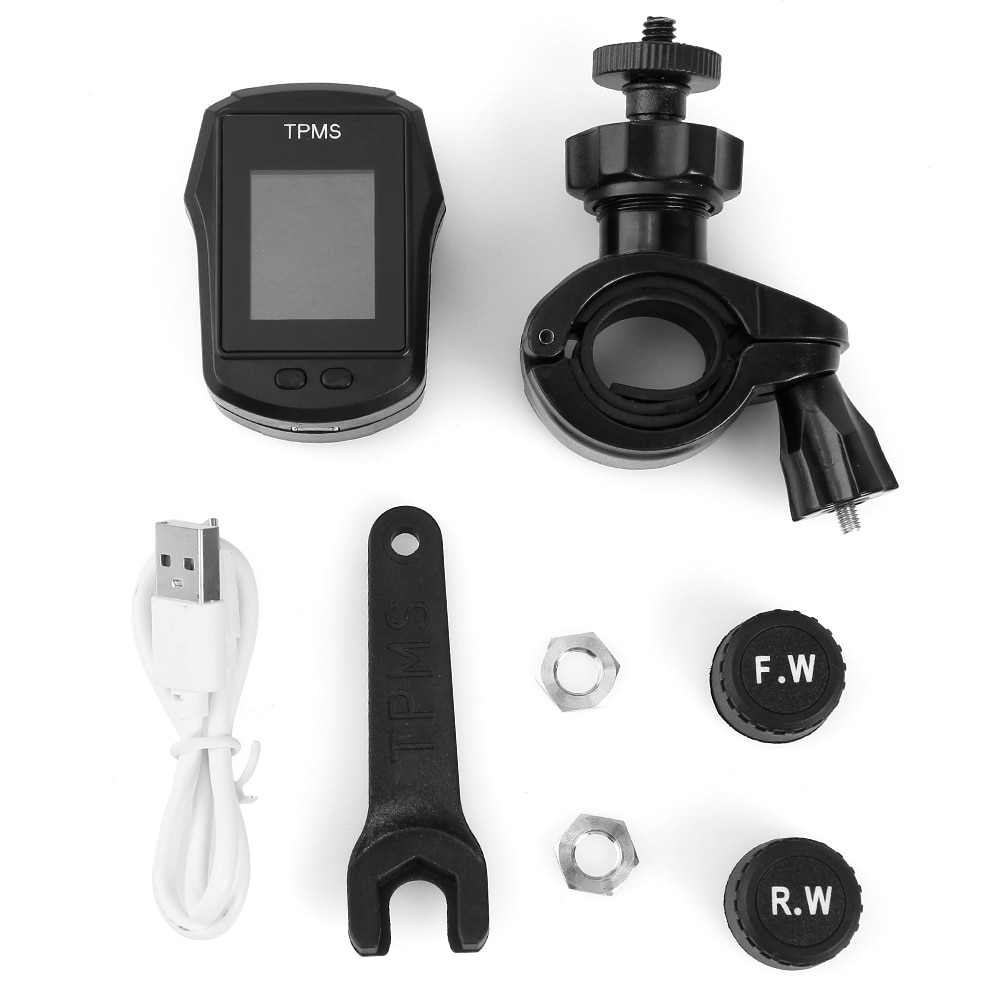 Waterproof Wireless Motorcycle TPMS Motorbike Electric Bike Tire Tyre Pressure Monitoring System with External Sensors