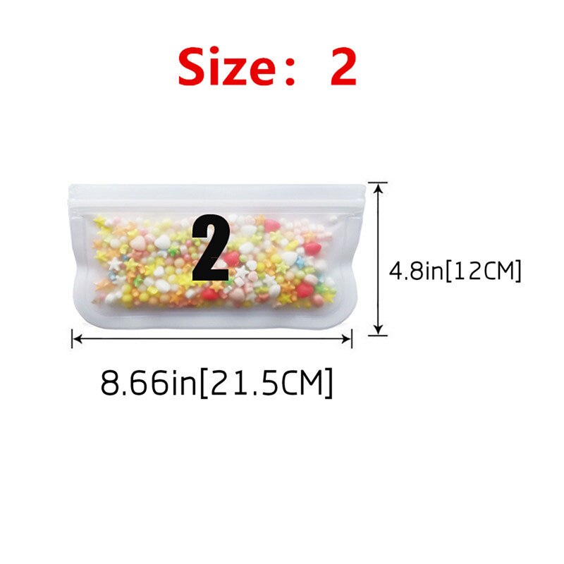 Bolsa reutilizable de silicona para alimentos, paquetes de PEVA para mantener la comida fresca, frutas, a prueba de fugas, con cierre, esmerilada, 12 unidades/juego