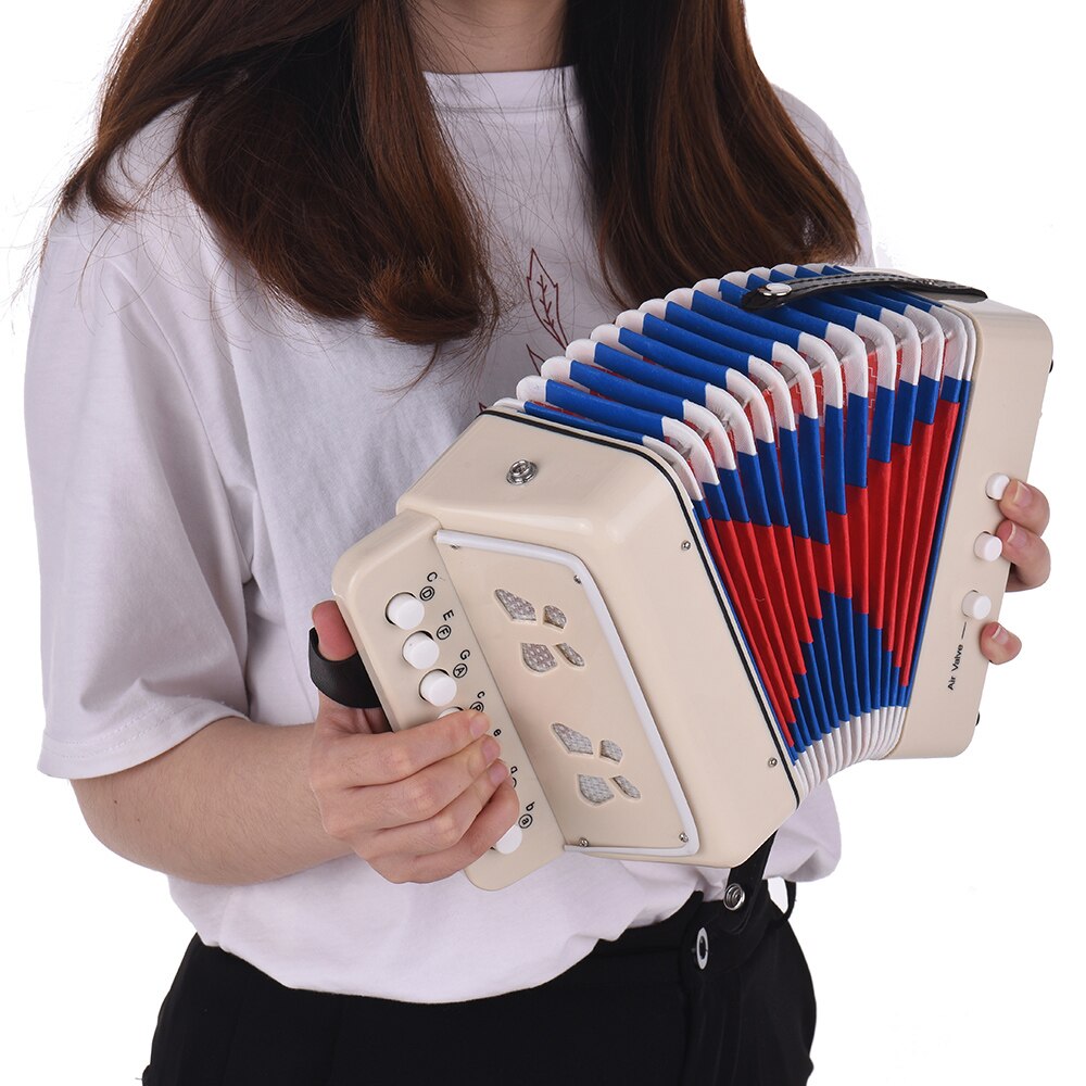 Mini 10-Button Kids Accordion Toy Supports Bass Chords 14 Notes with Cleaning Cloth Educational Music Instrument for Children: Default Title