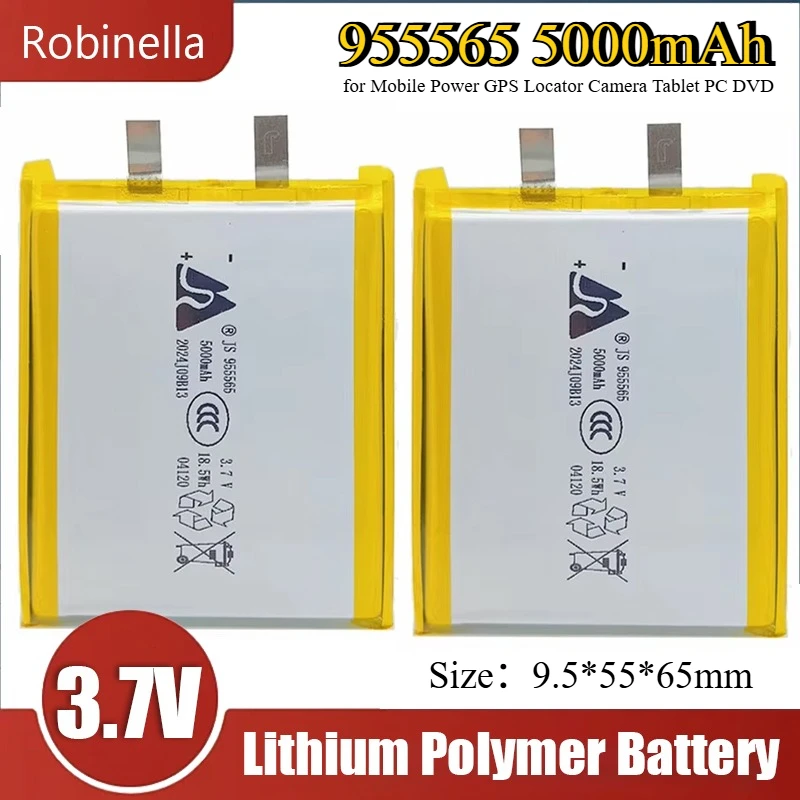 3,7 V 5000 mAh 955565 Lipo-Akku, wiederaufladbare Lithium-Polymer-Akkus für mobile Powerbank, GPS-Locator, Kamera, Tablet, PC, DVD