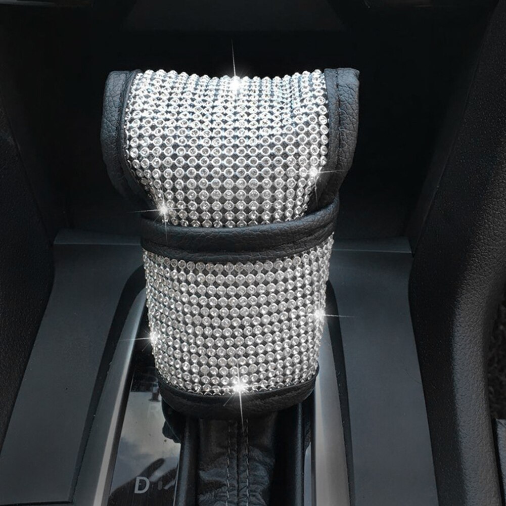 Auto Shift Gear Cover Handrem Cover Shoulderpad Glans Kristal Auto Knop Versnellingspook Beschermer Strass Auto Decor Accessoires