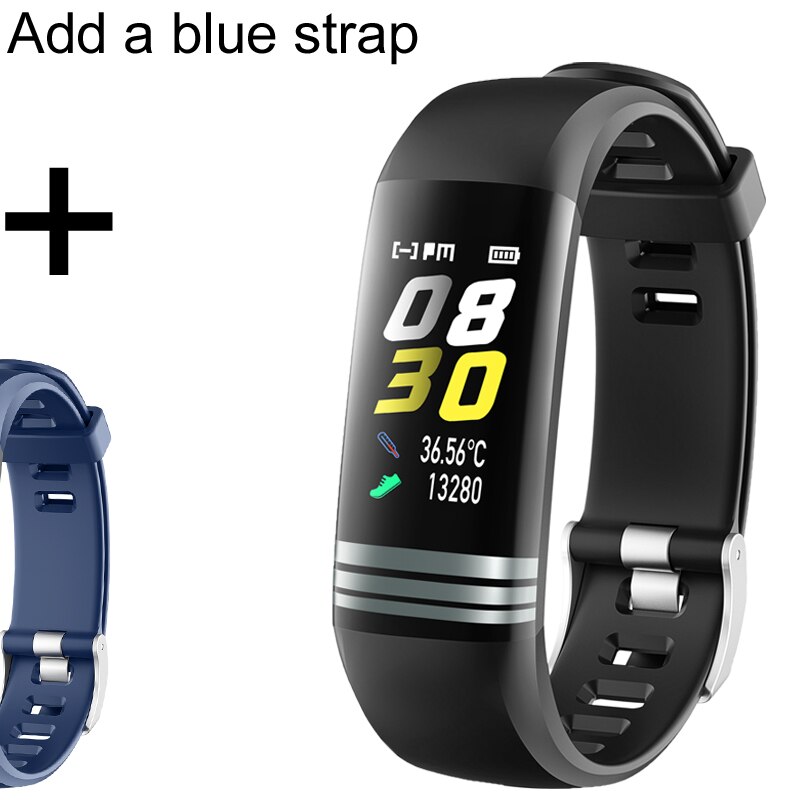 Smart Band Horloge Mannen Vrouwen Body Temperatuur Fitness Armband Stappenteller Bloeddruk Hartslagmeter Smart Armband: G26T add blue strap