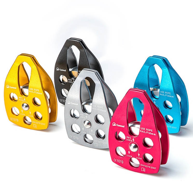 30KN Climbing Rope Pulley Certificated Climbing Rescuing Mountaineering Rigging Swing Sheave Rescue Work at Heights Pulley