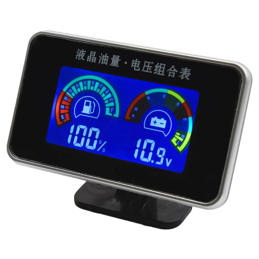 1k-10kohm Fuel Level Gauge with Liquid Level Sensor Indicator 12V Car 2in1 Fuel Level Meter Voltmeter Truck Fuel Gauge Digital