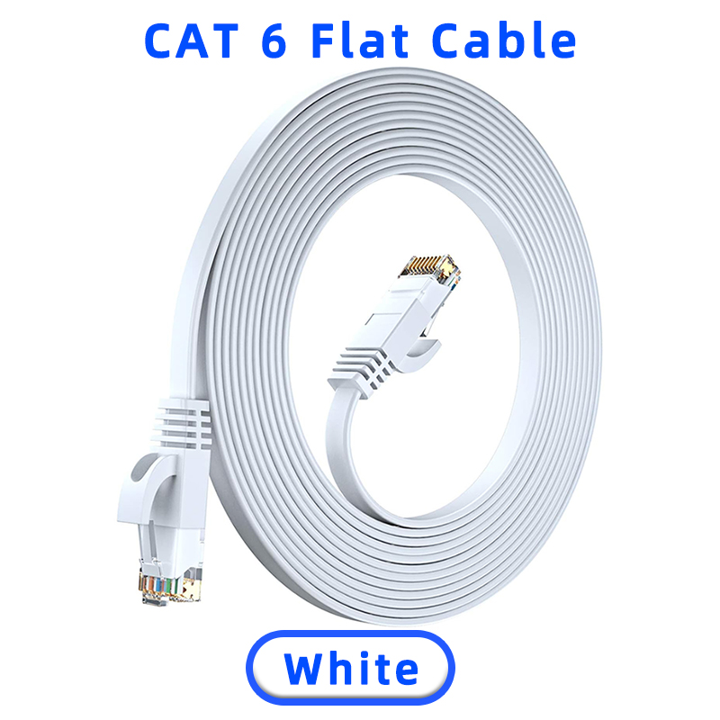 0.1m 0.2m 0.3m 0.5m 50m kat. 6 kort ethernetkabel fladt  rj45 computer internet lan netværk ethernet patchkabel: Hvid / 10m