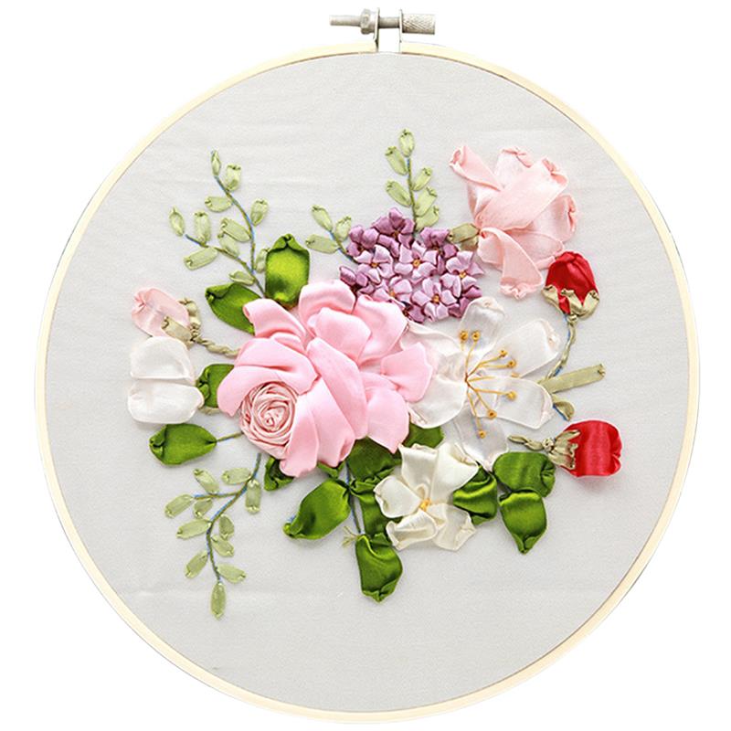 Embroidery Starter Kit DIY Floral Silk Ribbon Embroidery Kit Wall Decoration Flower Printed Pattern Embroidery Kits: 1