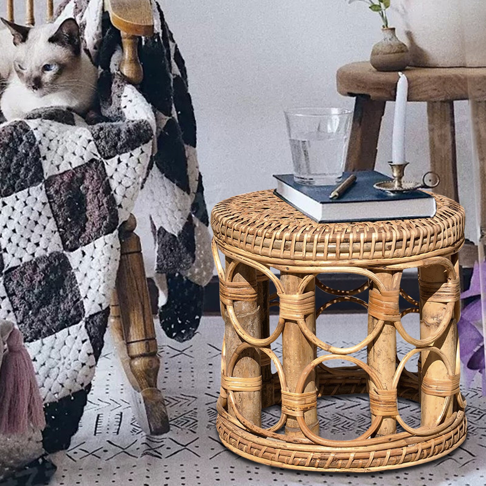 Rotan Plant Stand Duurzaam Decoratieve Plank Houder Voor Indoor # W0