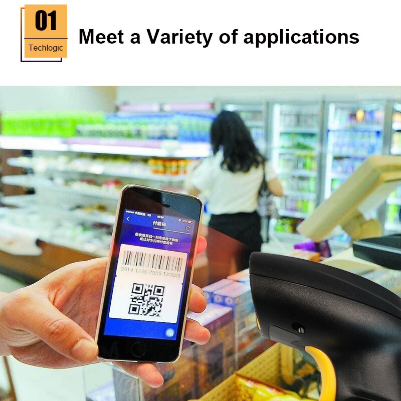 Wireless Barcode Scanner Bluetooth Code Reader 1D/2D QR Bar Code Scanner Support Mobile Phone iPad Handheld Reader POS Inventory