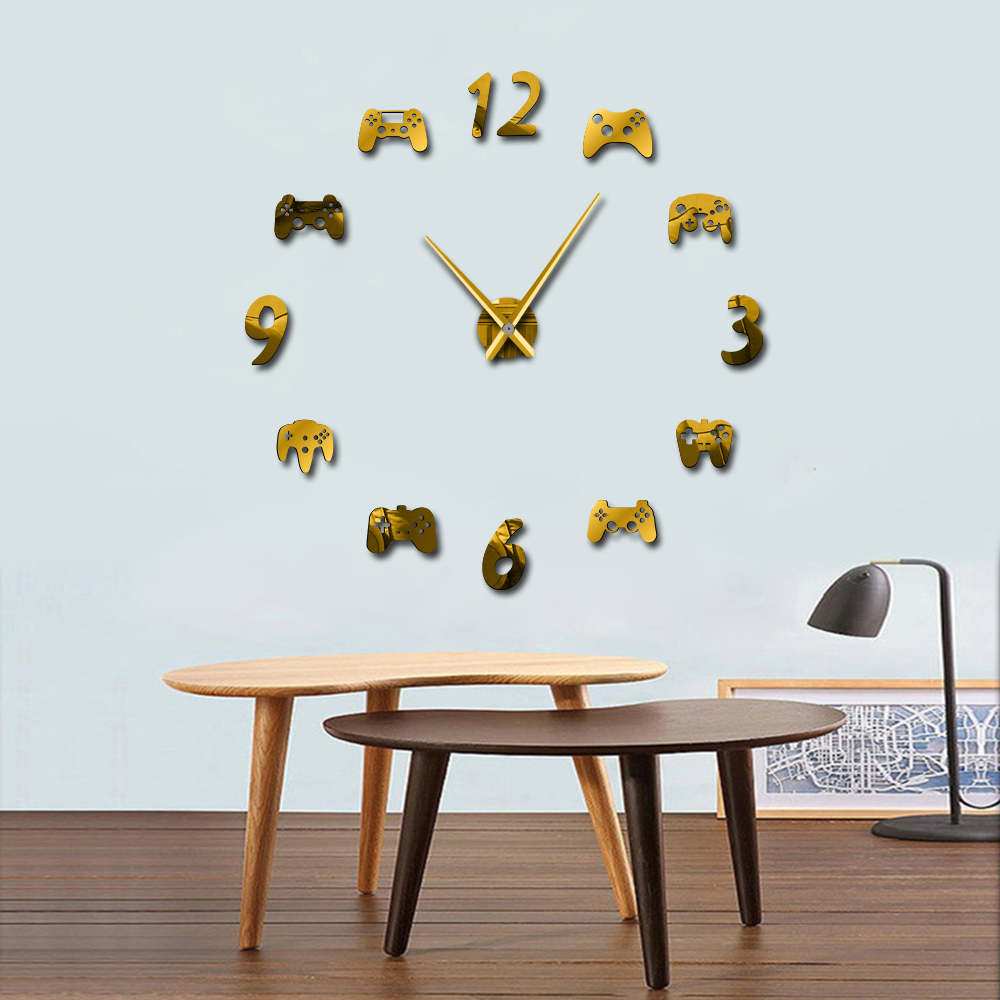 Video Game Controllers Diy Grote Wandklok Game Room Decor Modern Freamless Giant Wandklok Game Jongens Kamer Muur horloge