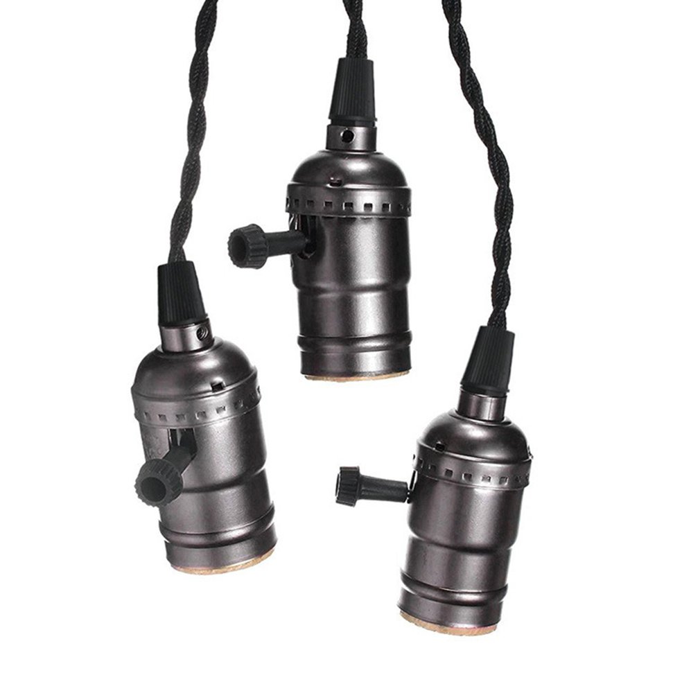 E26 flettet twist justerbar fotoelektrisk vintage lampeholder skrue 3 pære pendel lampeholder lys fatning knap kontakt