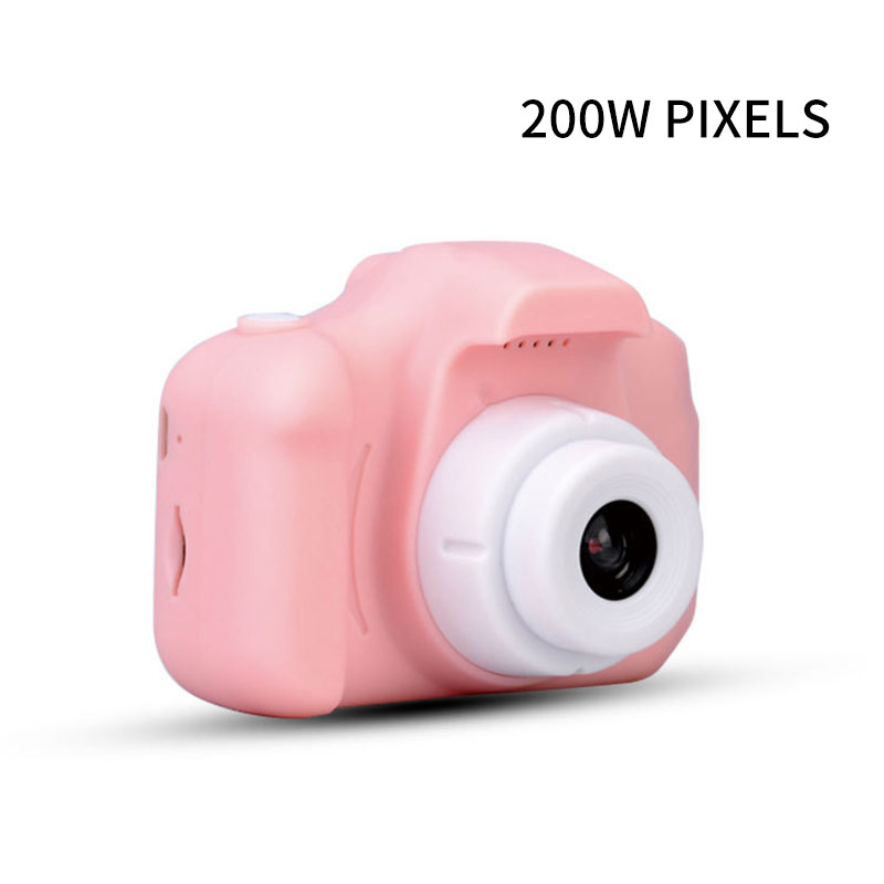 Digital Camera Video Camera HD Screen Mini Rechargeable Children Camera Shockproof Child Camcorder Children Birthday: 200w-Pink