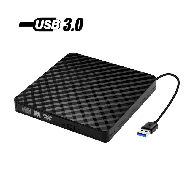 USB 3,0-Unidad óptica externa de alta velocidad, reproductor de CD/DVD, CD/DVD RW ROM, color negro: Default Title
