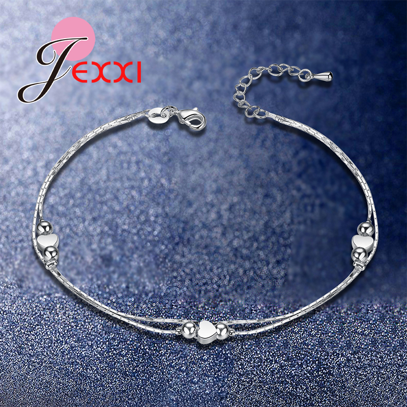 Einfache 925 Sterling Silber Perlen Armbänder & Armreifen Für Frauen Luxus Valentinstag Party Armbänder Schmuck